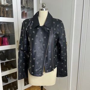 Vegan Leather Studded Moto Jacket